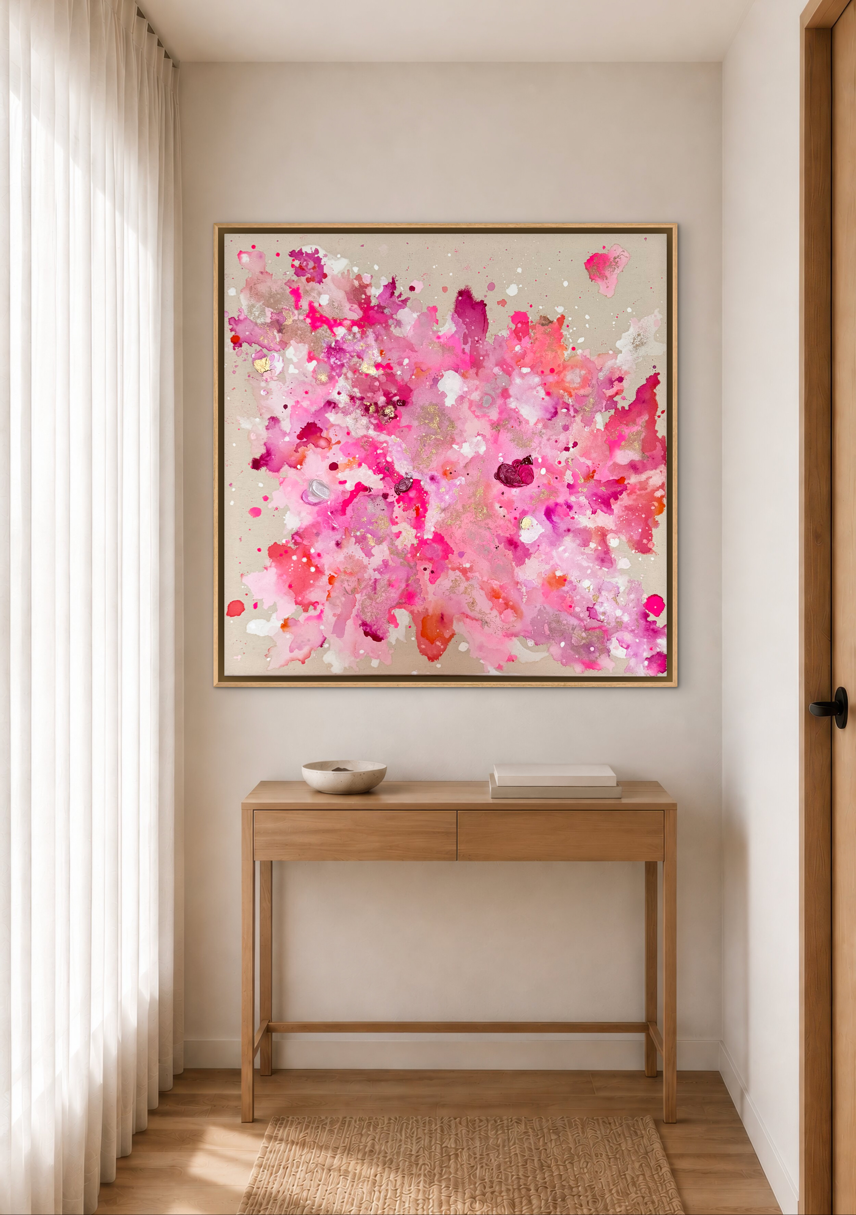 Pure-Unfolding, 2026, Acryl, Gold und Strukturelemente auf roher Baumwollleinwand, Ansicht 9